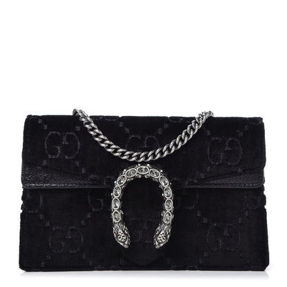 Gucci Velvet GG Monogram Super Mini Dionysus Shoulder Bag Black 1 of 9