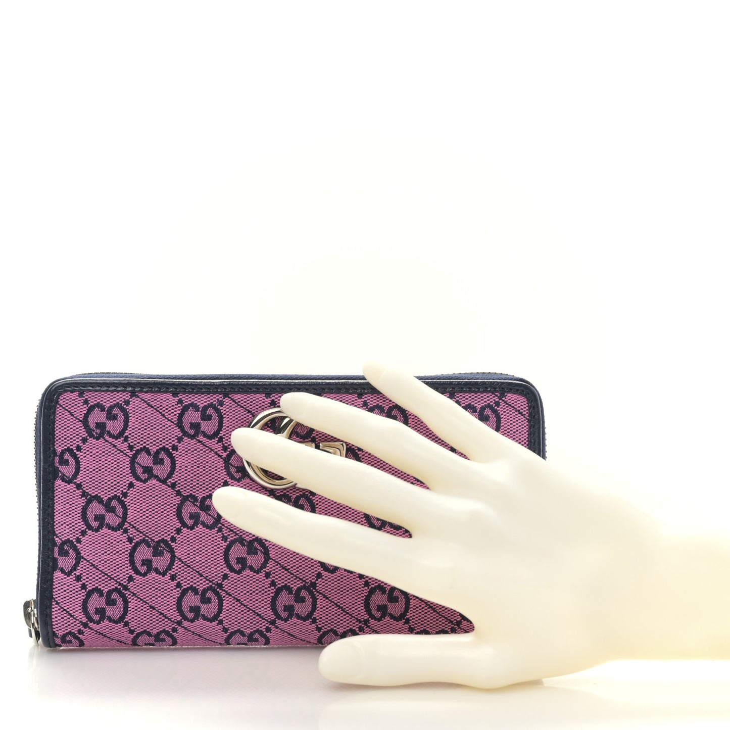 Monogram Multicolor Matelasse Diagonal GG Marmont Zip Around Wallet Pink Blue