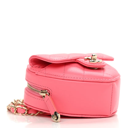 Chanel Lambskin Quilted CC In Love Heart Waist Belt Bag With Chain Pink 4 of 11