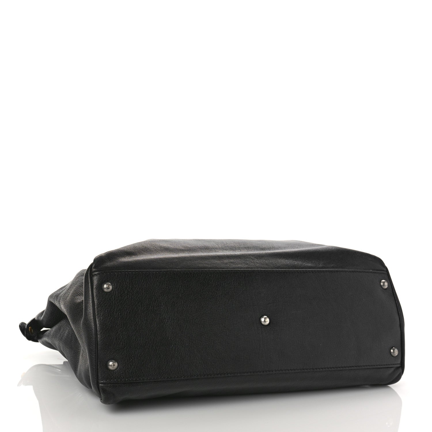 Fendi Goatskin Zucca Large Peekaboo Iconic Satchel Black Tobacco 4 of 9