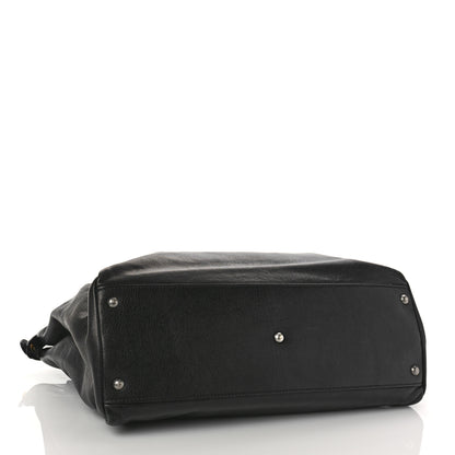 Fendi Goatskin Zucca Large Peekaboo Iconic Satchel Black Tobacco 4 of 9