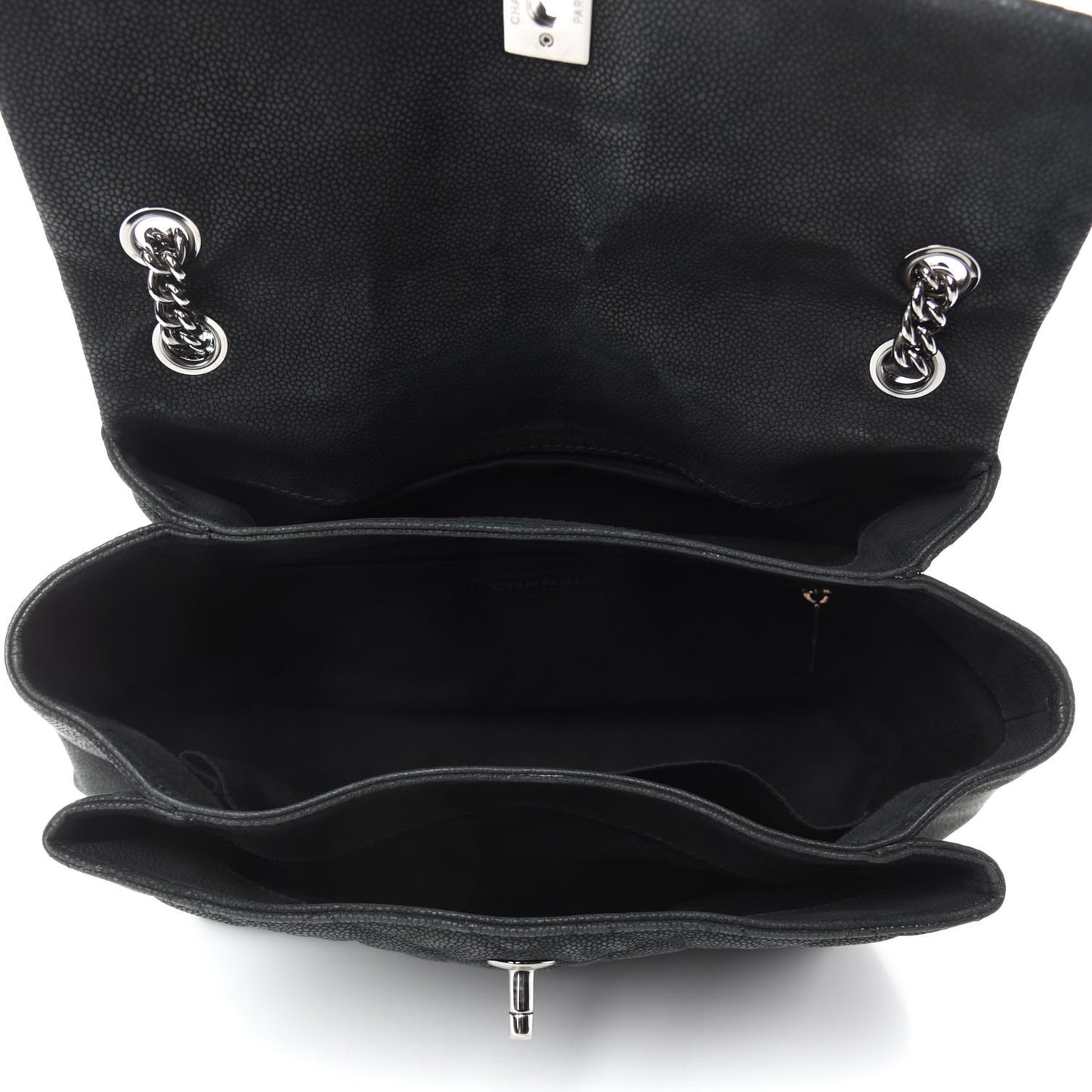 Iridescent Caviar Medium Lady Pearly Flap Black