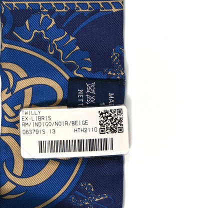 Hermes Silk Ex-Libris Twilly Indigo Black Beige 3 of 4