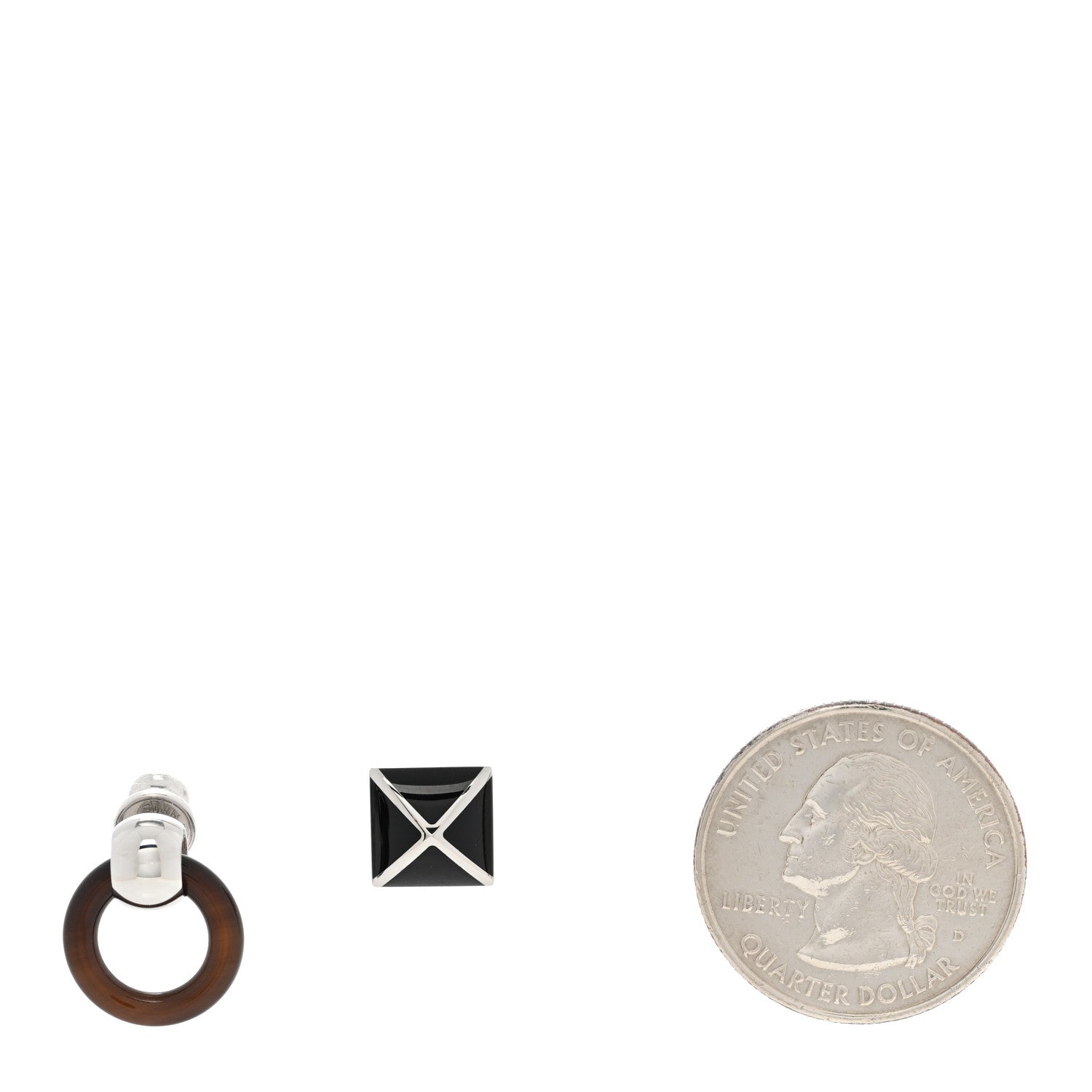 Hermes Wood Lacquered Palladium Medor XO Earrings Black 2 of 6