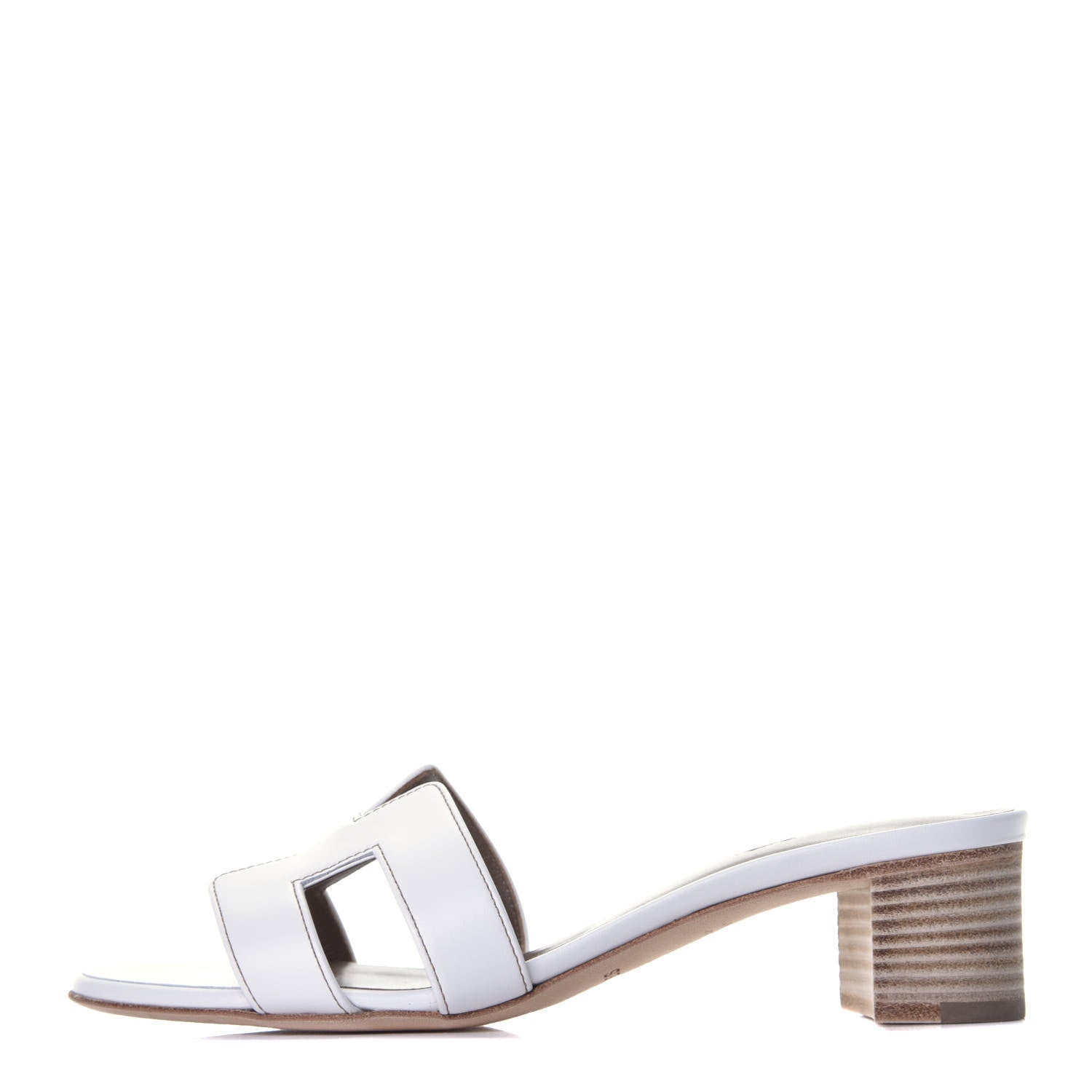 Hermes Calfskin Oasis Sandals 37.5 White Piqures Havane 1 of 9