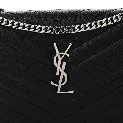 Saint Laurent Grain De Poudre Matelasse Chevron Monogram Envelope Chain Wallet Black 8 of 10