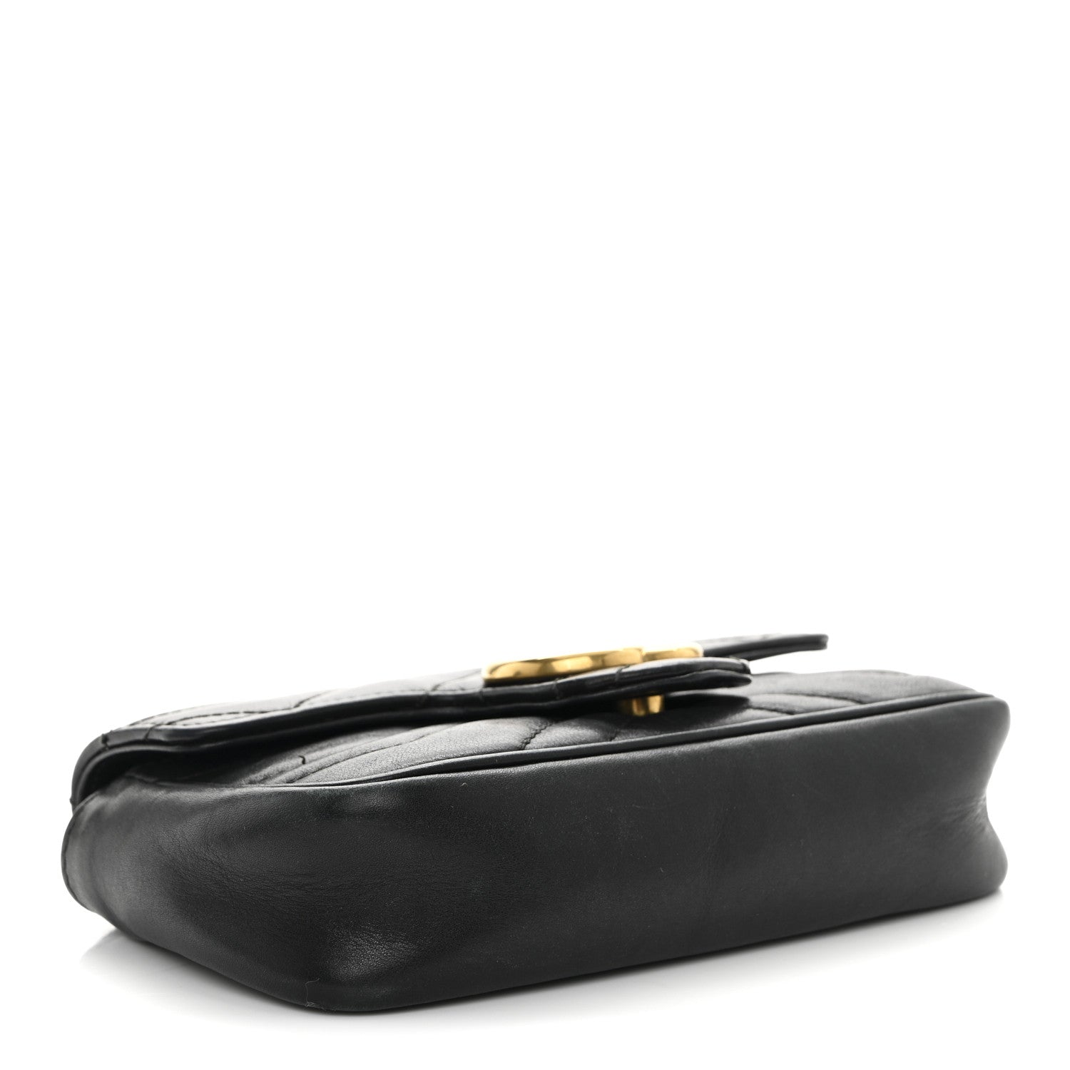 Gucci Calfskin Matelasse Super Mini GG Marmont Shoulder Bag Black 4 of 13