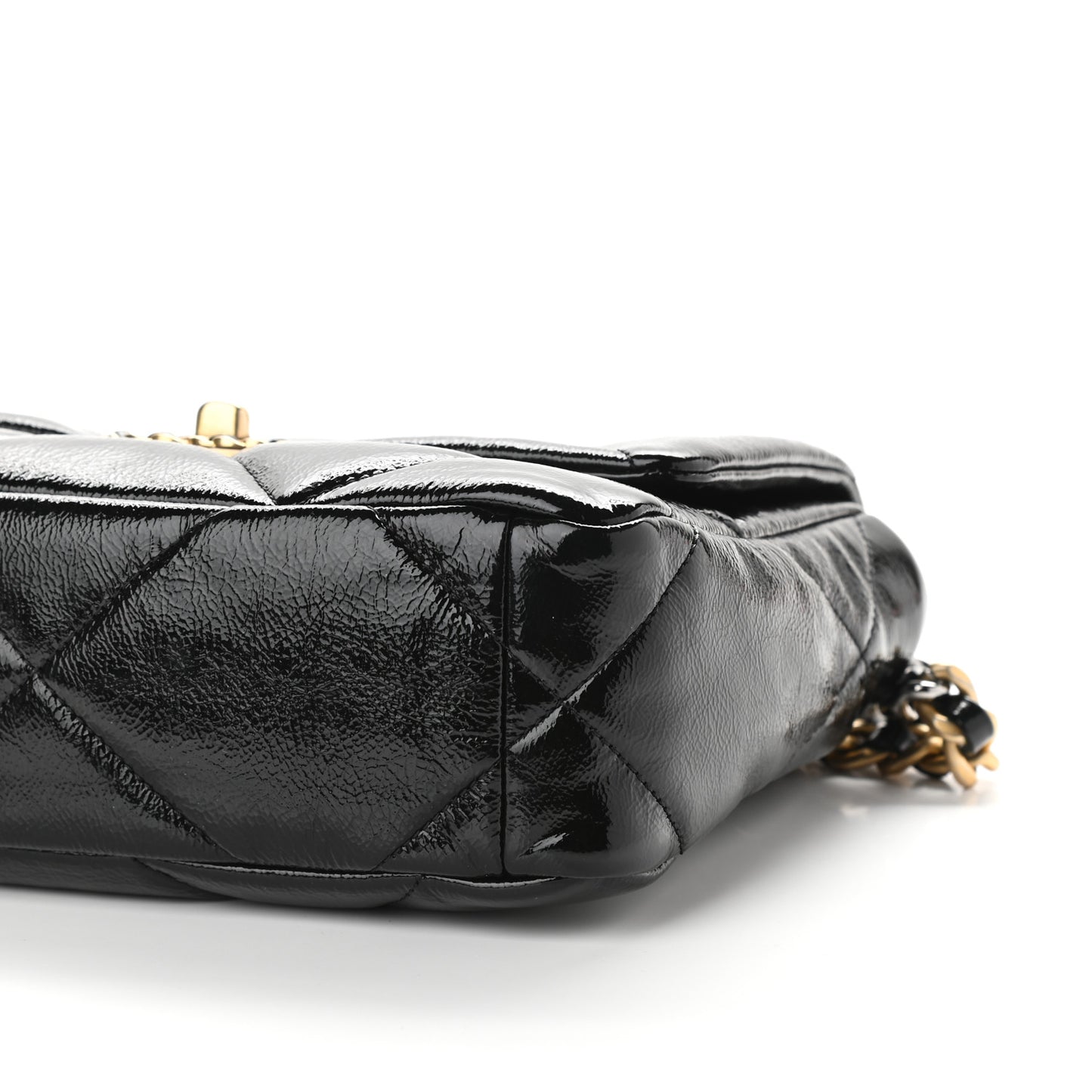 Shiny Crumpled Calfskin Quilted Medium Chanel 19 Flap Black