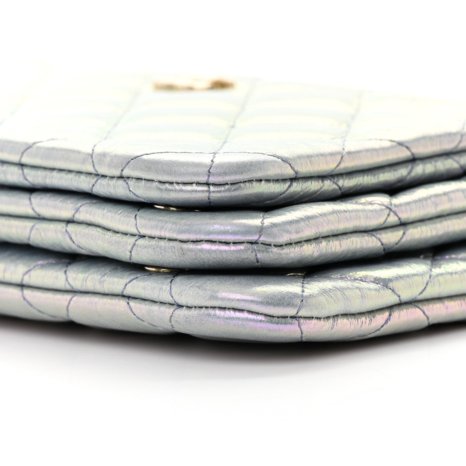 Chanel Iridescent Crumpled Calfskin Trio Cosmetic Case Purple 12 of 15