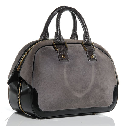 Louis Vuitton Suede Stamped Bowling GM Grey 3 of 7