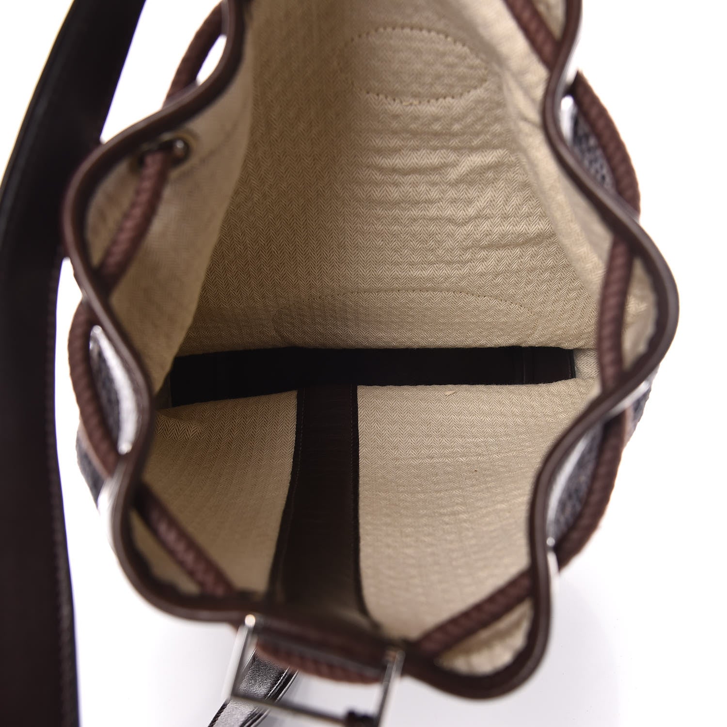 Hermes Canvas Knit Drawstring Bag Brown 7 of 11