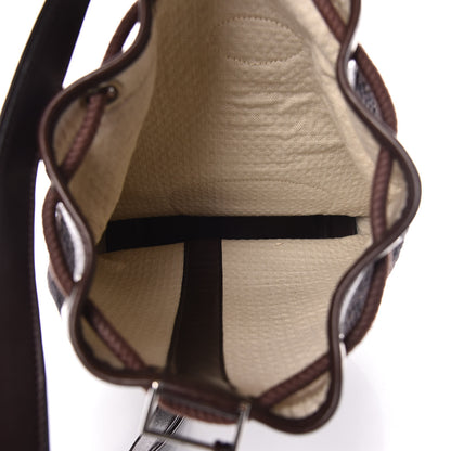 Hermes Canvas Knit Drawstring Bag Brown 7 of 11