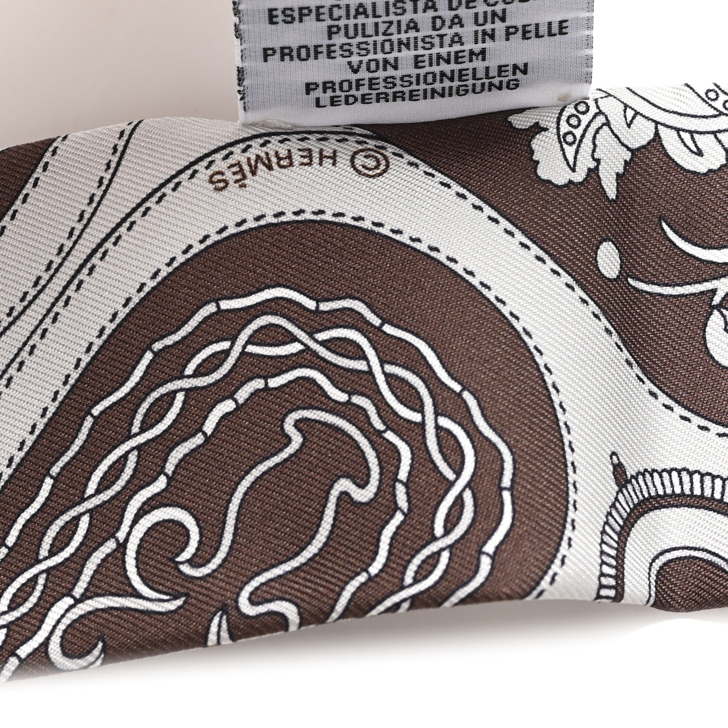 Hermes Silk Festival Des Amazones Bandana Fringed Twilly Craie Brun 4 of 4