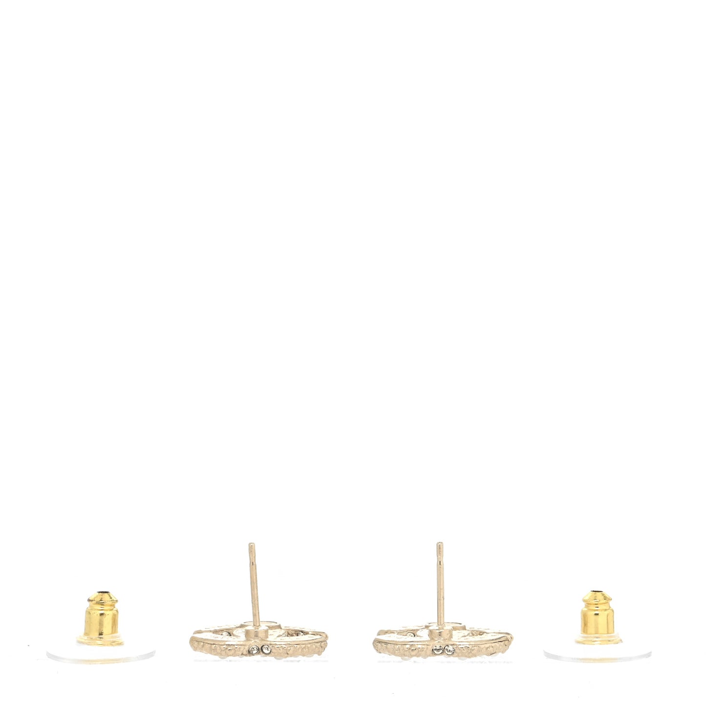Metal Graduated Pearl Crystal CC Earrings Light Gold