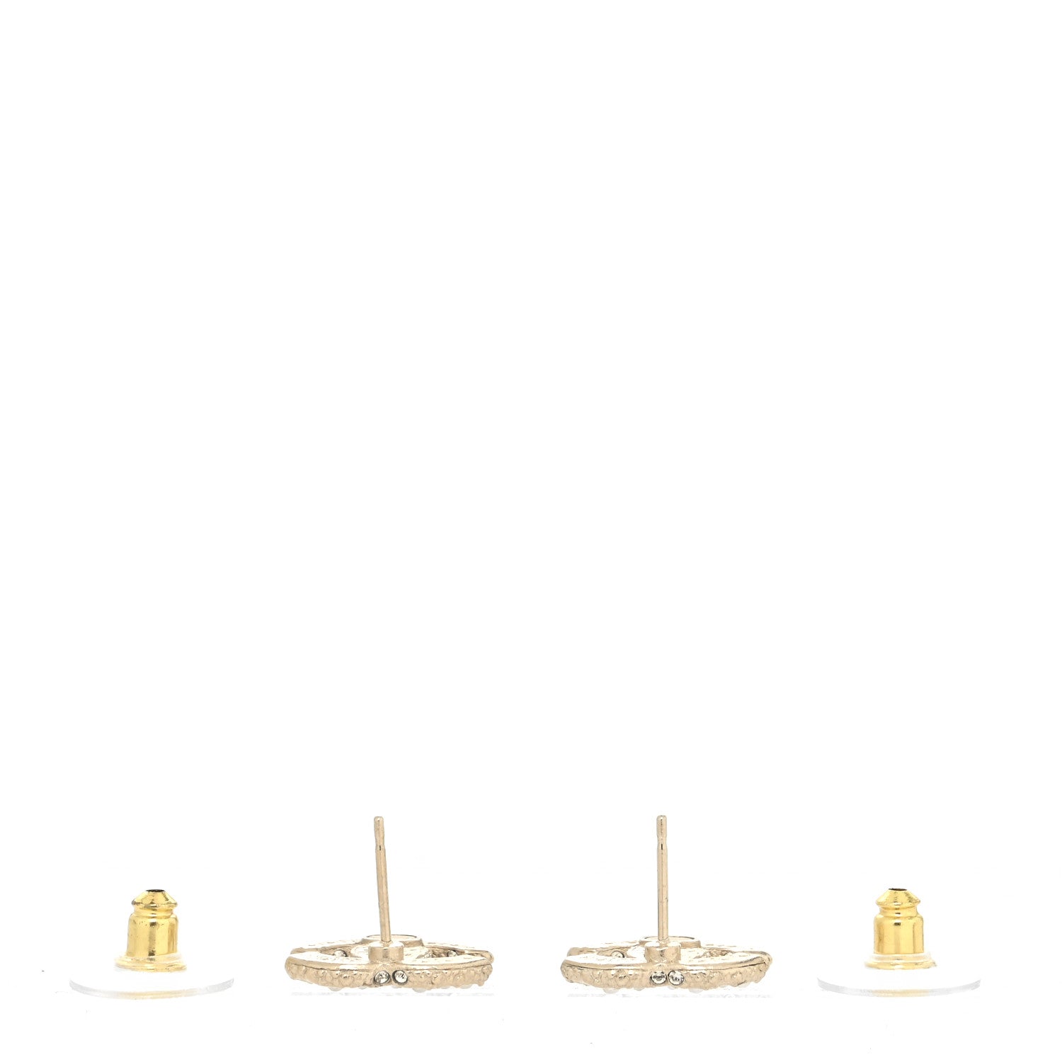 Chanel Metal Graduated Pearl Crystal CC Earrings Light Gold 3 of 4