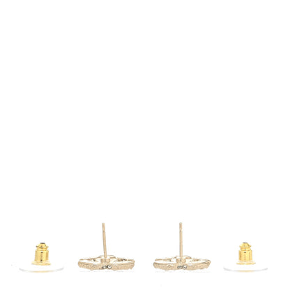 Chanel Metal Graduated Pearl Crystal CC Earrings Light Gold 3 of 4