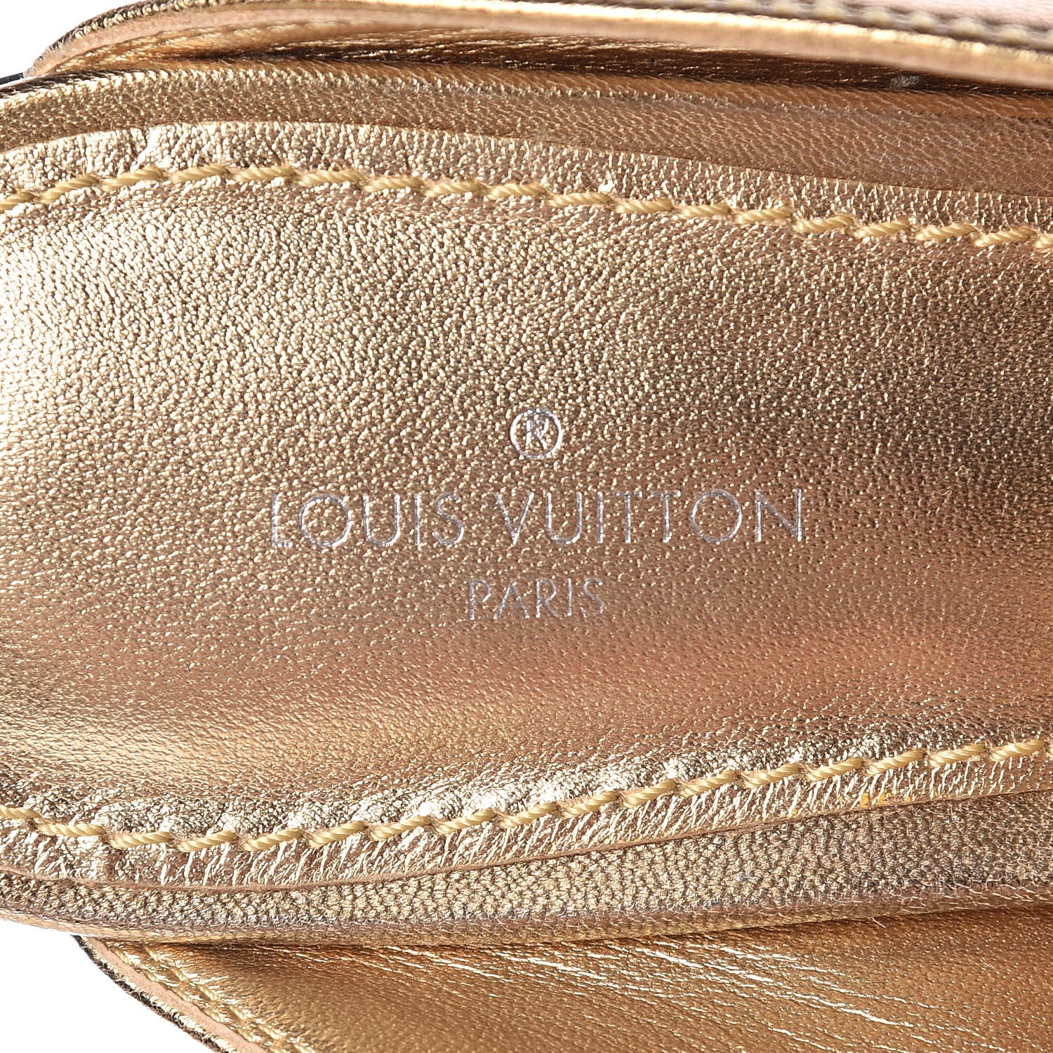 Louis Vuitton Metallic Lambskin Upper Case Open Back Flat Loafer 38 Gold 7 of 8