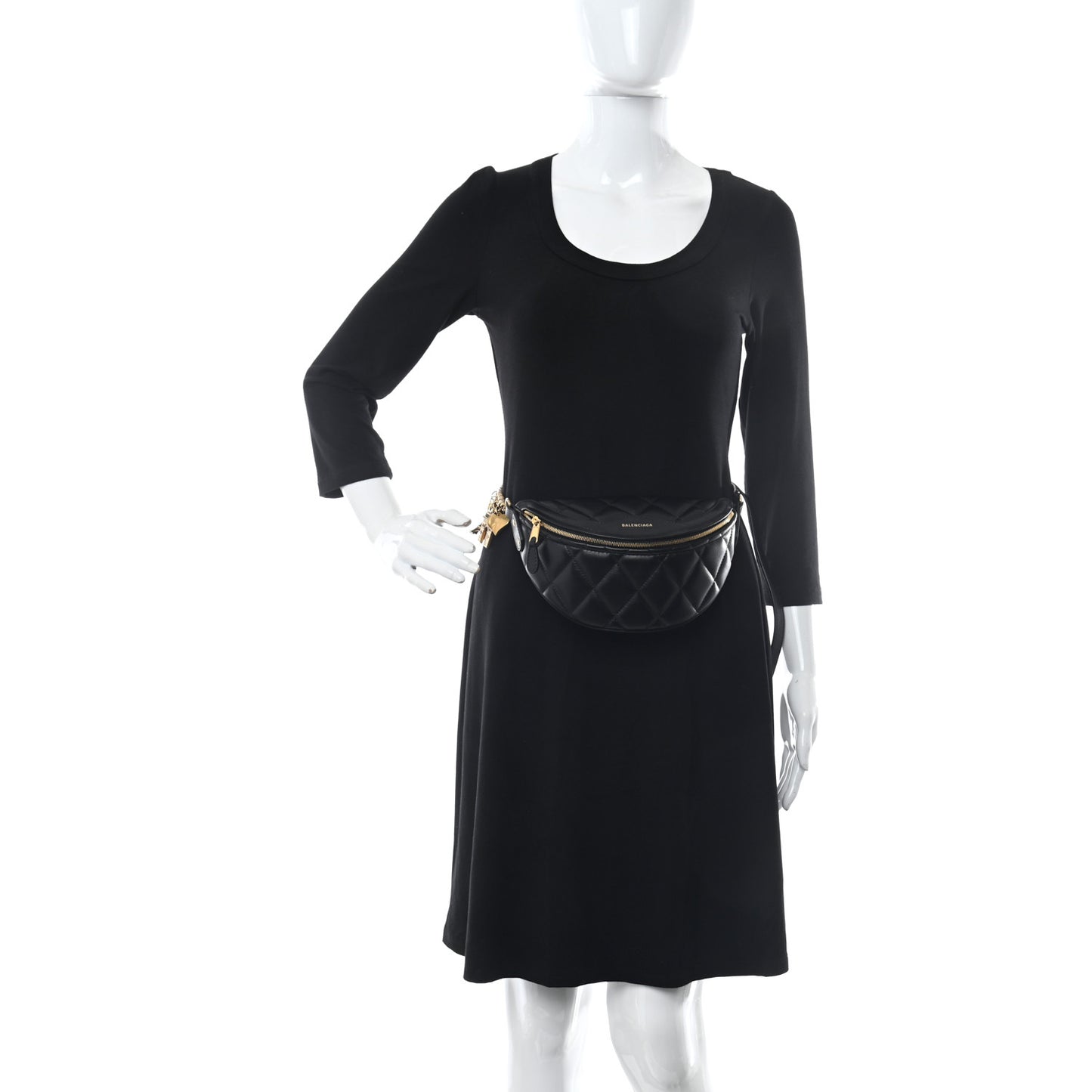 Calfskin Quilted XXS Souveniers Charms Belt Bag Black