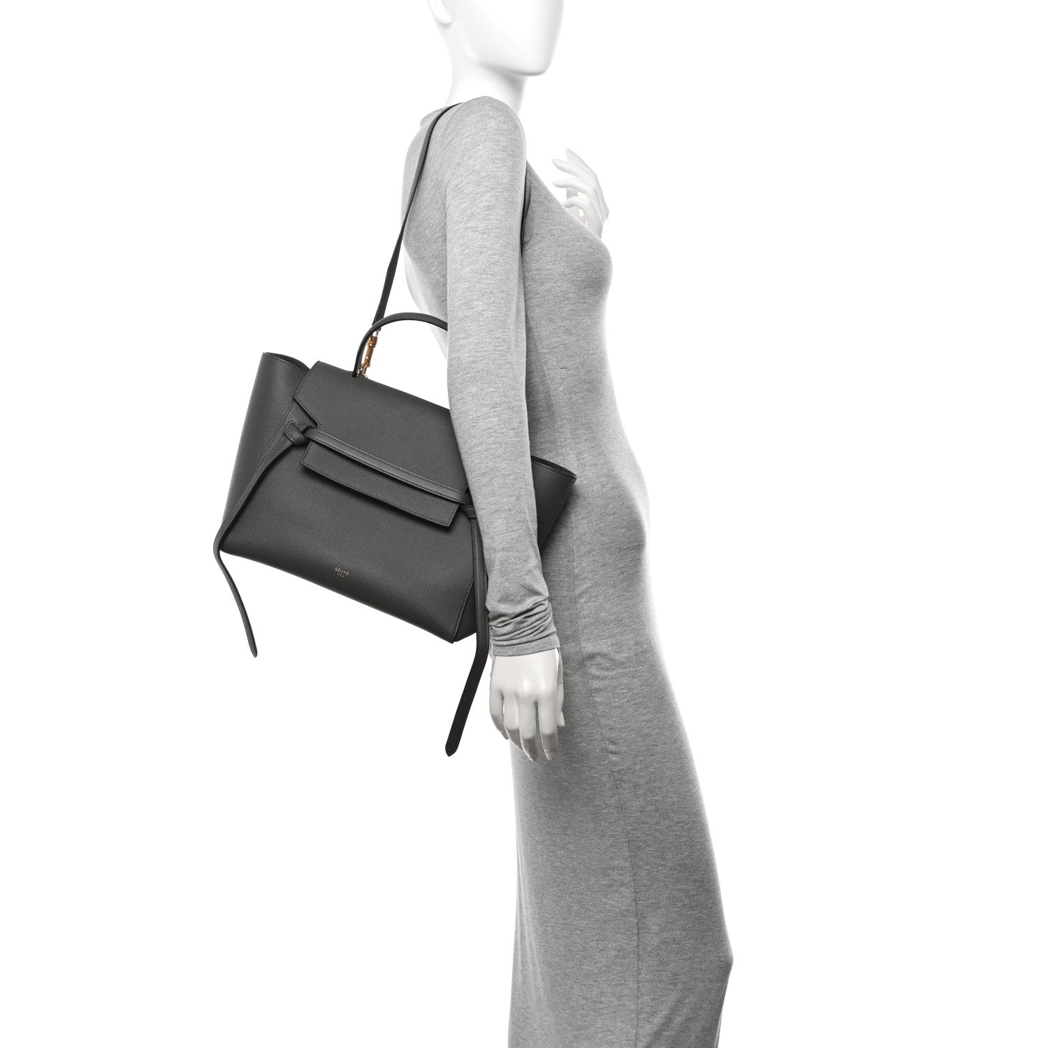 Celine Grained Calfskin Mini Belt Bag Grey 2 of 9