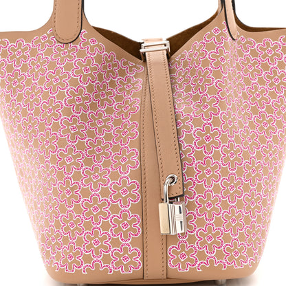 Hermes Swift Lucky Daisy Picotin Lock 18 PM Chai Rose White 8 of 10