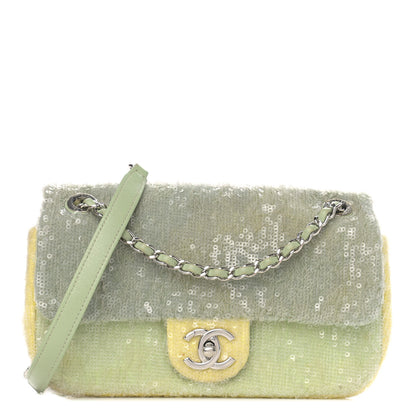 Chanel Sequin Mini Waterfall Flap Green Light Green Yellow 1 of 16