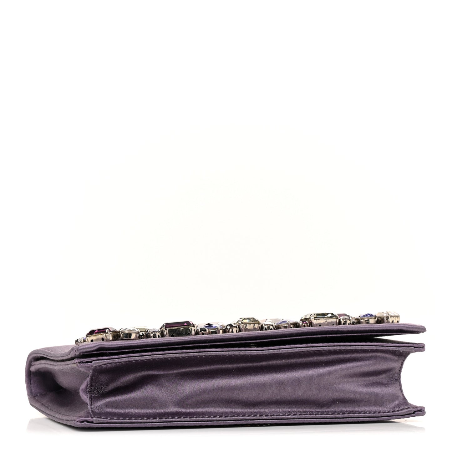 Satin Raso Crystal Embellished Clutch Mirtillo