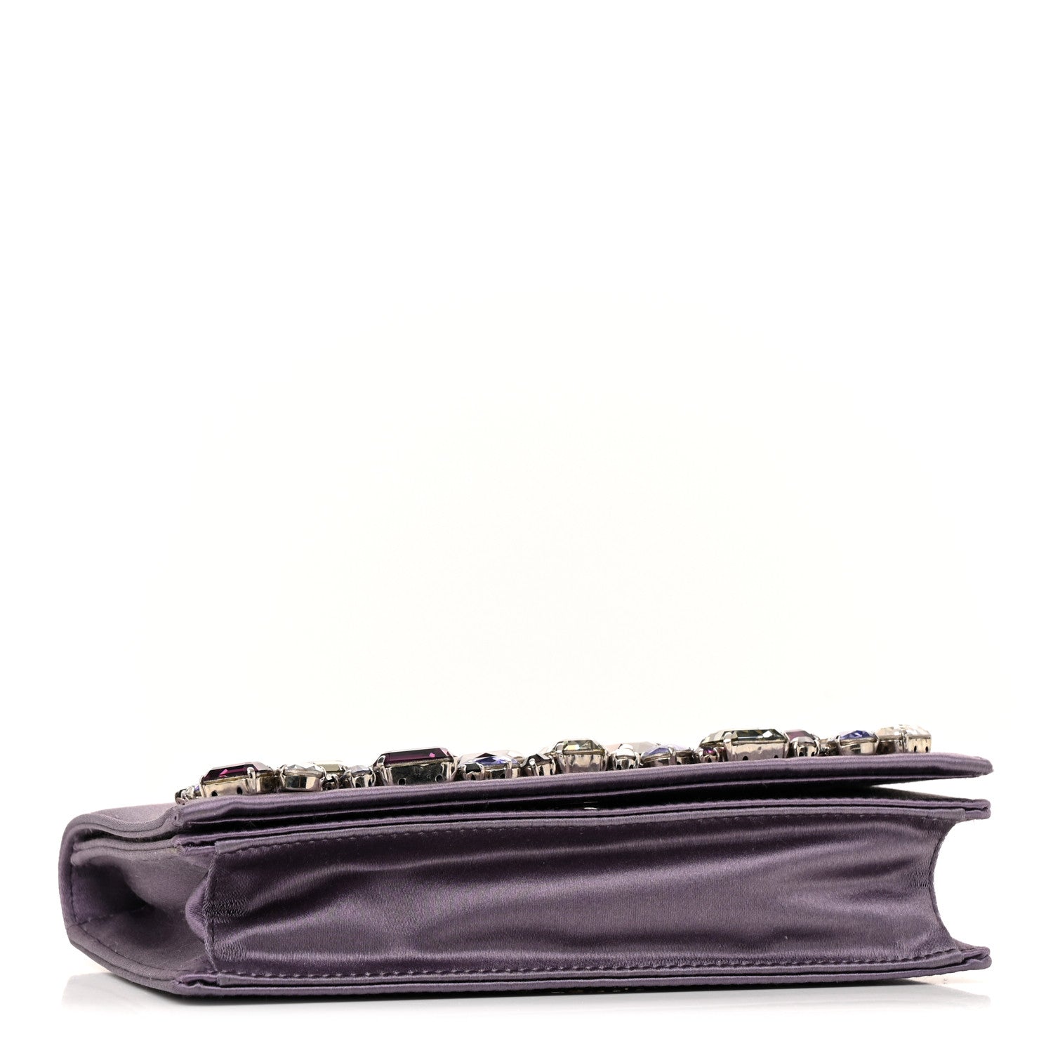 Prada Satin Raso Crystal Embellished Clutch Mirtillo 4 of 13