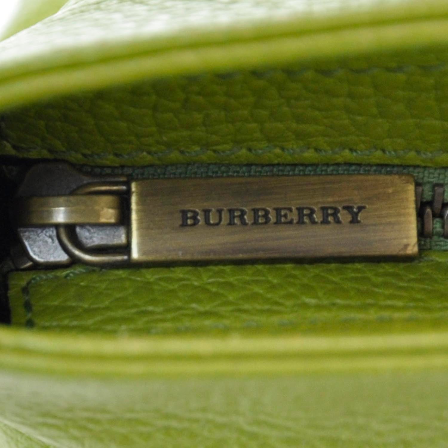 Burberry Leather Haymarket Check Horn Toggle Shoulder Bag Green 7 of 11