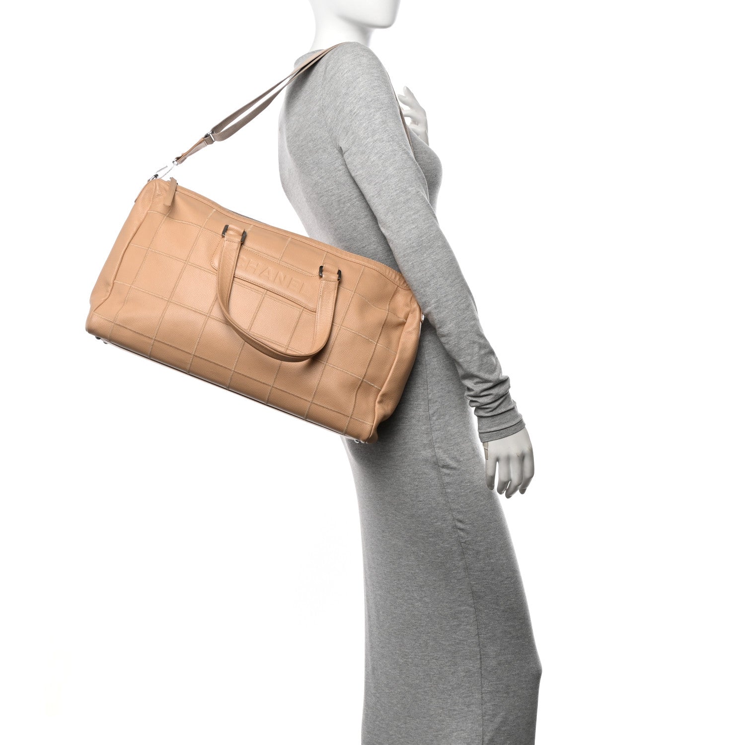 Chanel Caviar Square Stitched Large Tote Beige 2 of 19