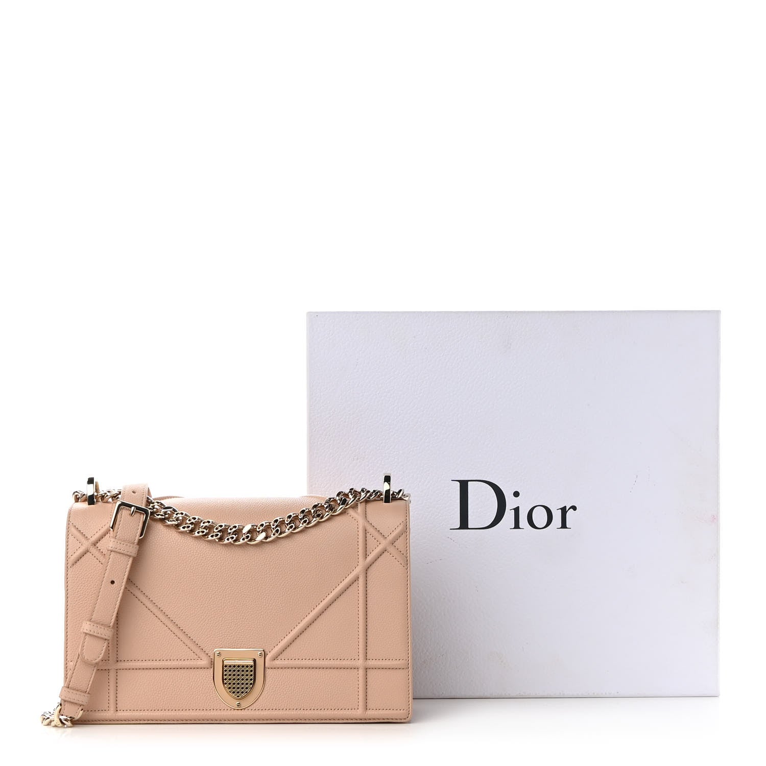 Christian Dior Grained Calfskin Medium Diorama Flap Bag Nude 12 of 12
