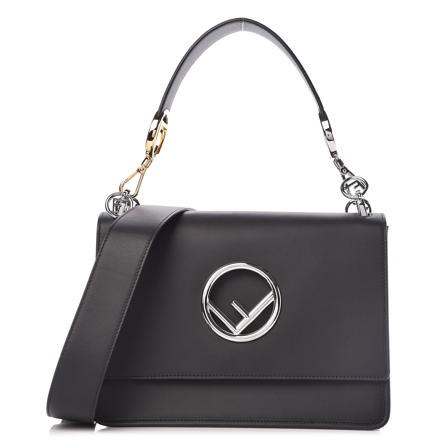 Fendi Vitello Century Opaco F is Fendi Kan I Shoulder Bag Black 1 of 14