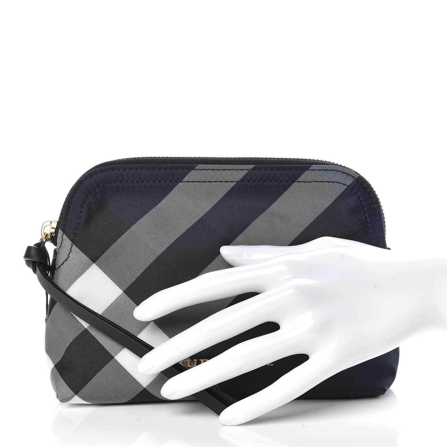 Nylon Nova Check Zip Top Pouch Indigo Blue