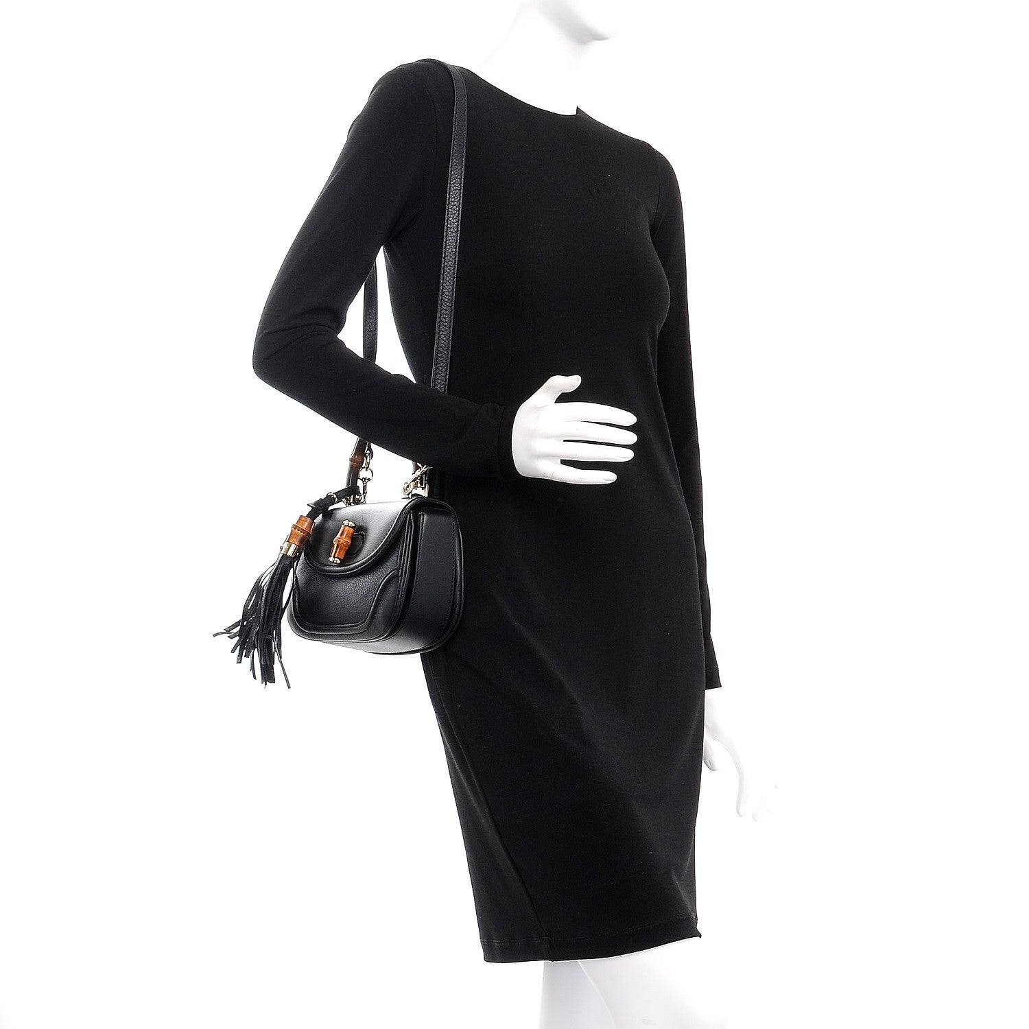 Gucci Cellarius Calfskin Small New Bamboo Top Handle Bag Black 2 of 9