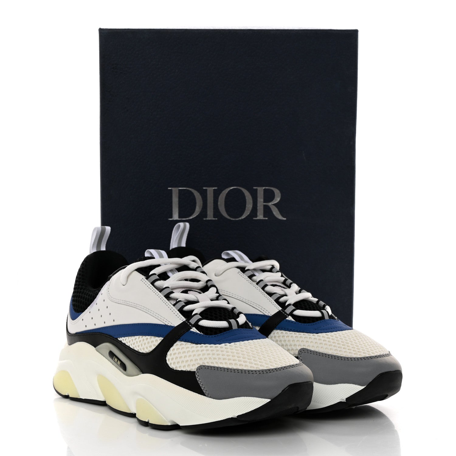 Christian Dior Technical Mesh Calfskin Mens B22 Sneakers 43 White Black Blue 9 of 9