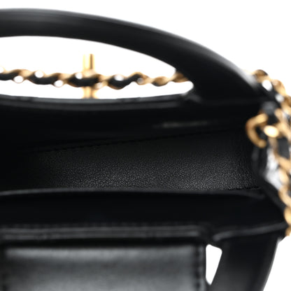 Chanel Shiny Aged Calfskin Quilted Mini Nano Kelly Shopper Black 5 of 11