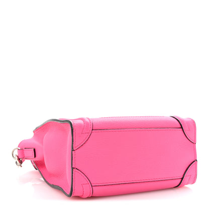 Celine Drummed Calfskin Nano Luggage Fuchsia 4 of 9