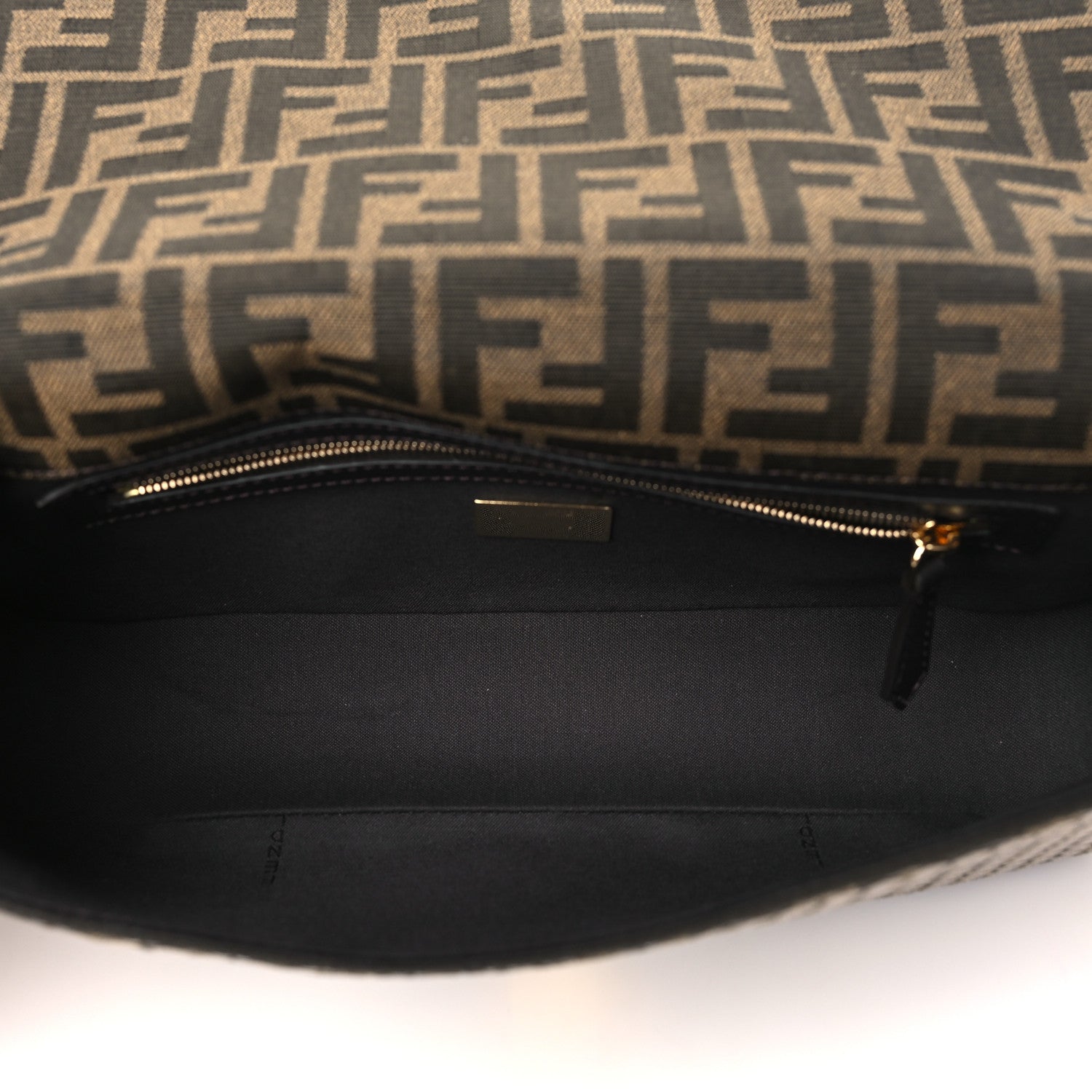 Fendi Fabric Jacquard Paillettes Vitello Seta FF Baguette Testa di Moro Real Ebano 5 of 10