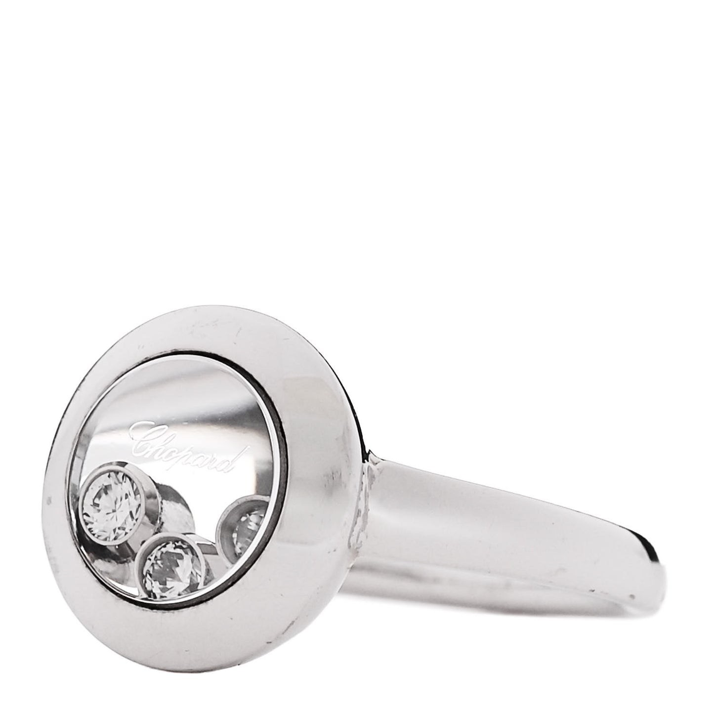 18K White Gold 3 Happy Diamond Icons Ring 48 4.5