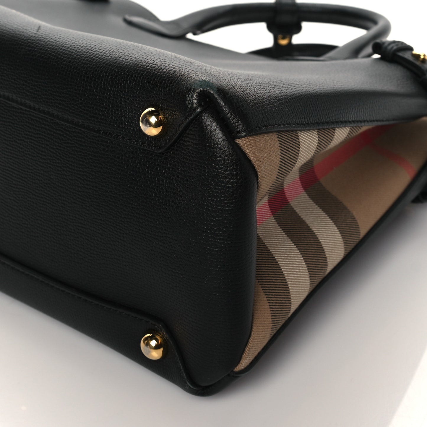 Derby Calfskin House Check Medium Banner Tote Black