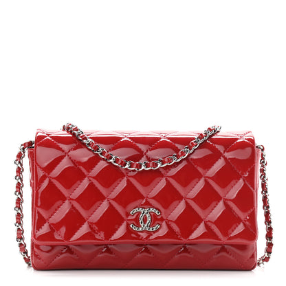 Chanel Patent Quilted Brilliant Wallet On Chain WOC Red 1 of 13