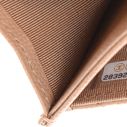 Chanel Caviar Quilted Flap Card Holder Wallet Beige 8 of 9