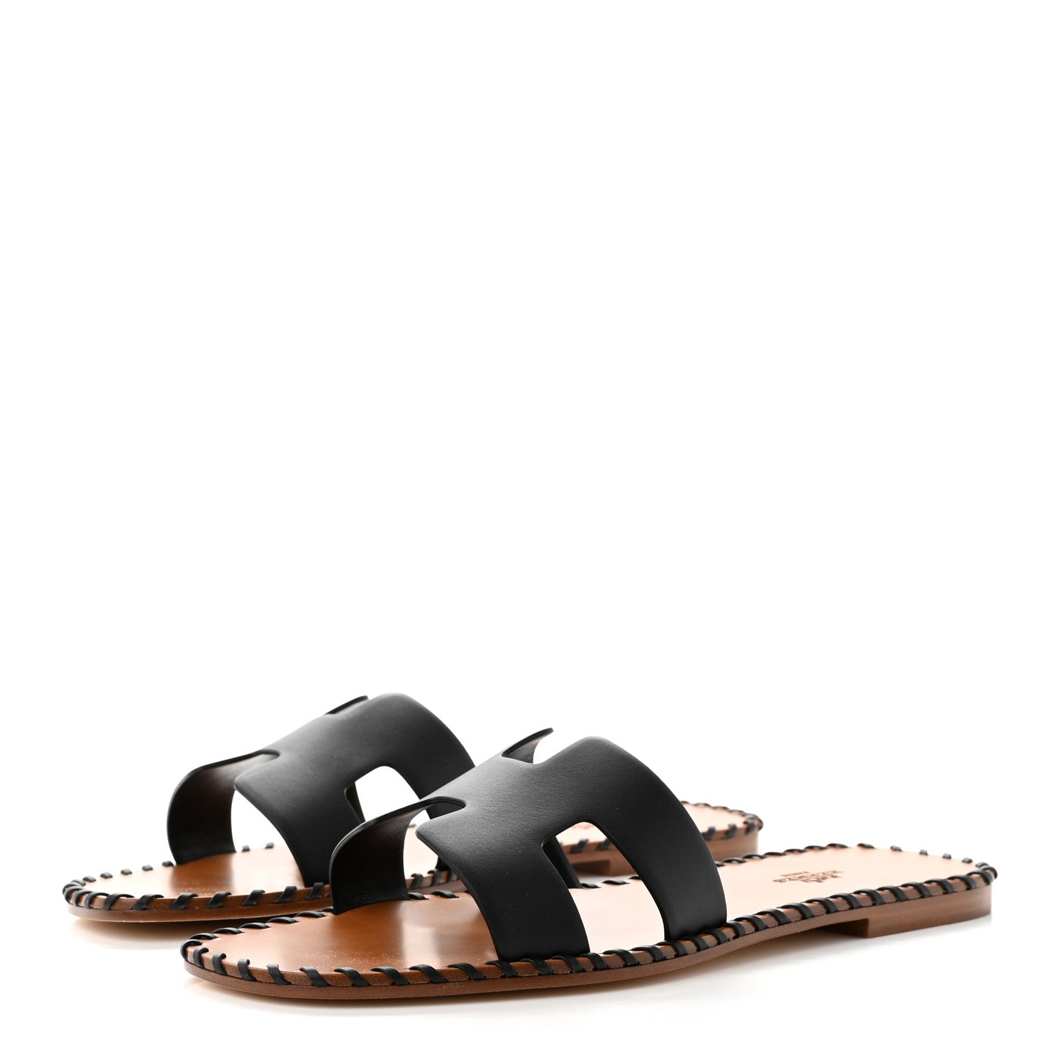 Hermes Box Calfskin Braided Oran Sandals 39.5 Black 3 of 9
