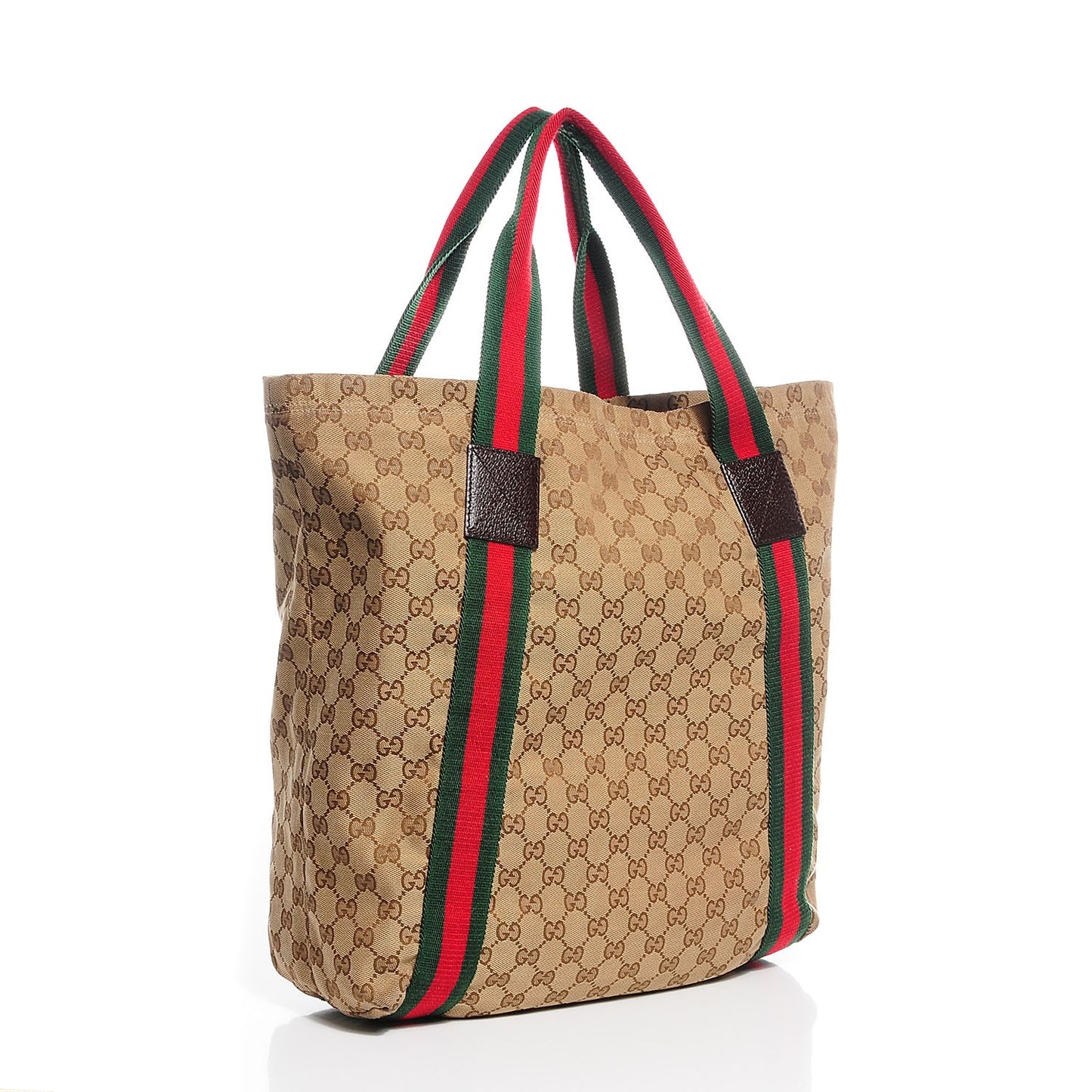 GG Monogram Medium Web Handle Vertical Tote Bag Dark Brown