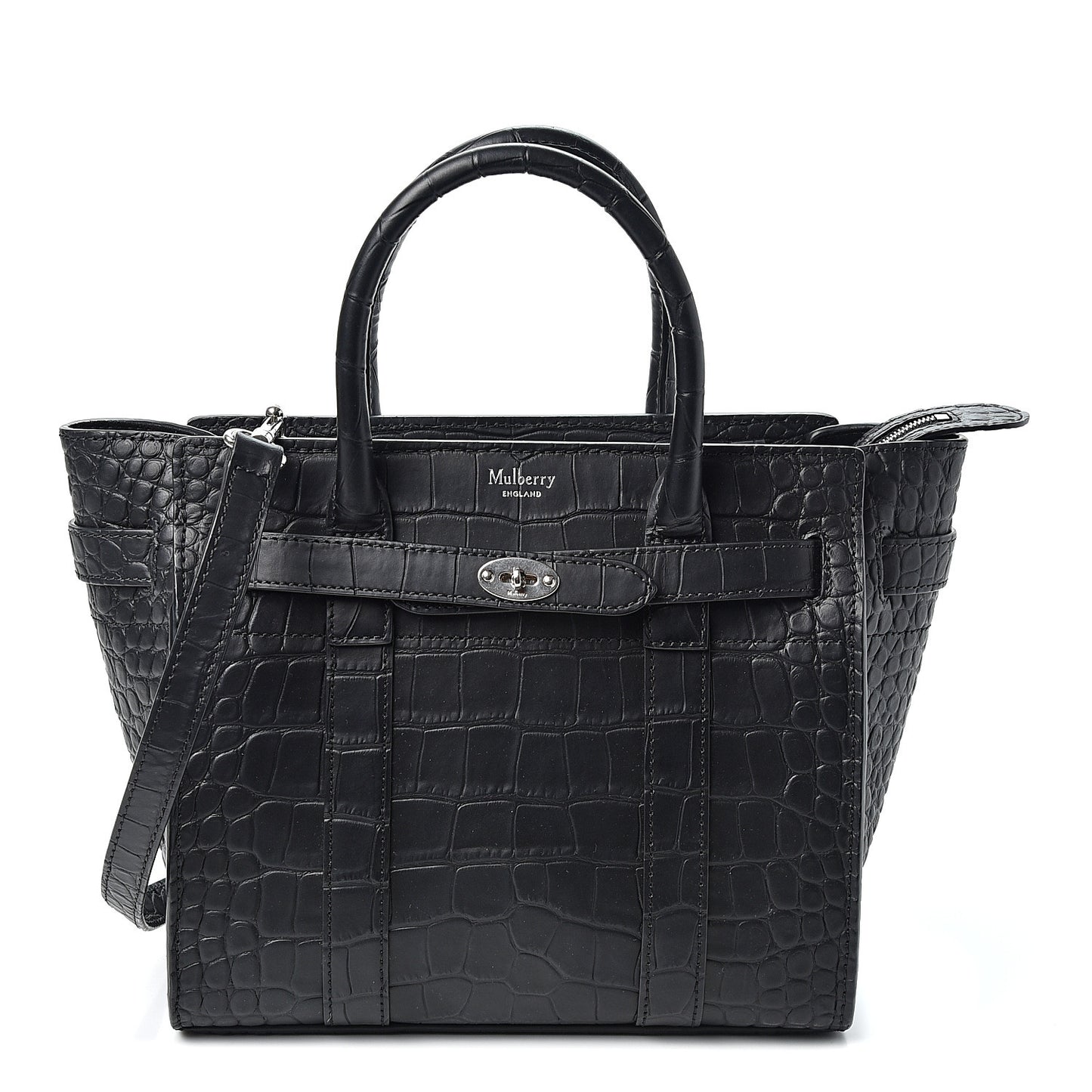 Crocodile Embossed Mini Zipped Bayswater Black