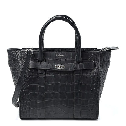 Mulberry Crocodile Embossed Mini Zipped Bayswater Black 1 of 8