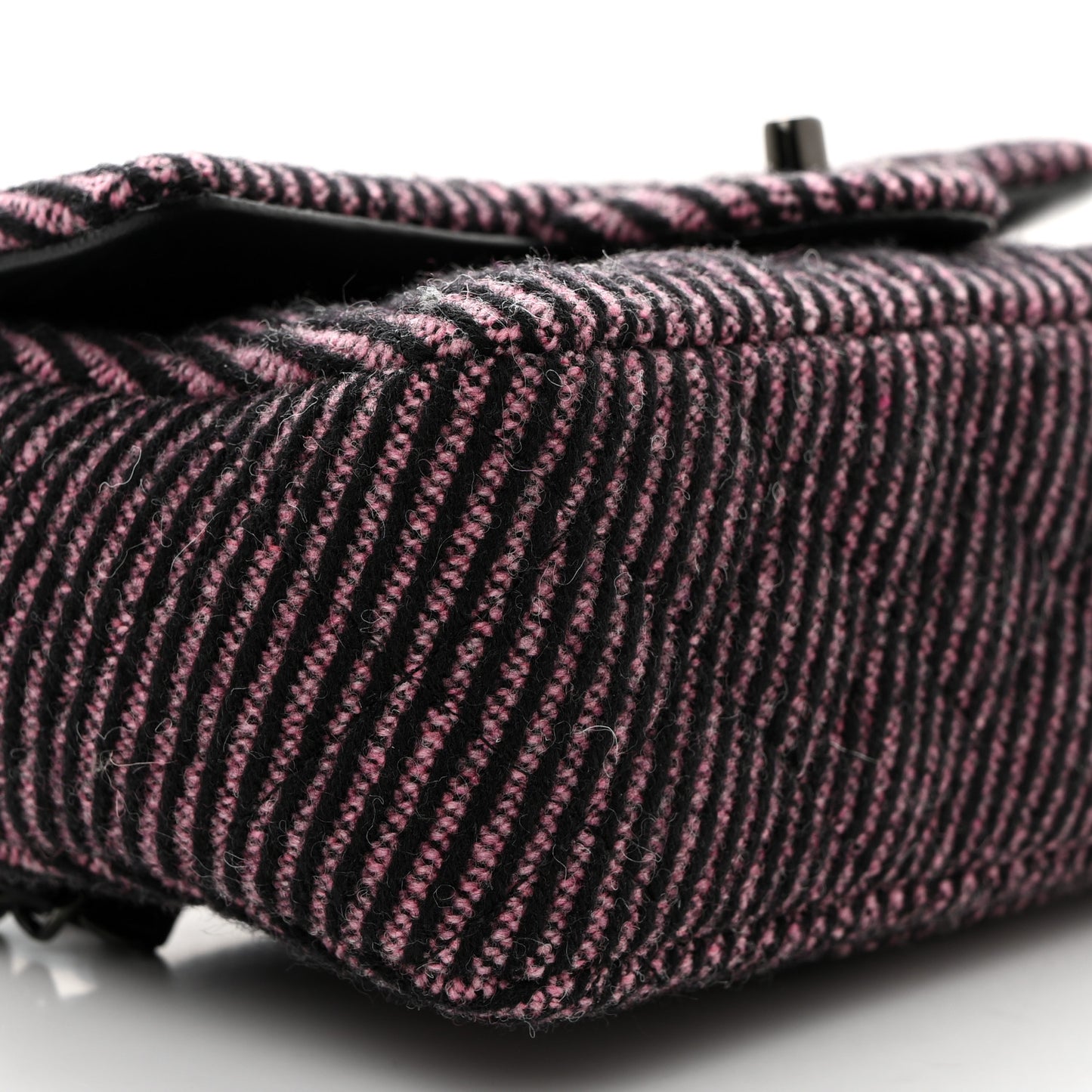 Wool Tweed Quilted Mini Rectangular Flap Pink Black