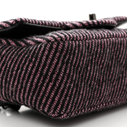 Chanel Wool Tweed Quilted Mini Rectangular Flap Pink Black 9 of 10