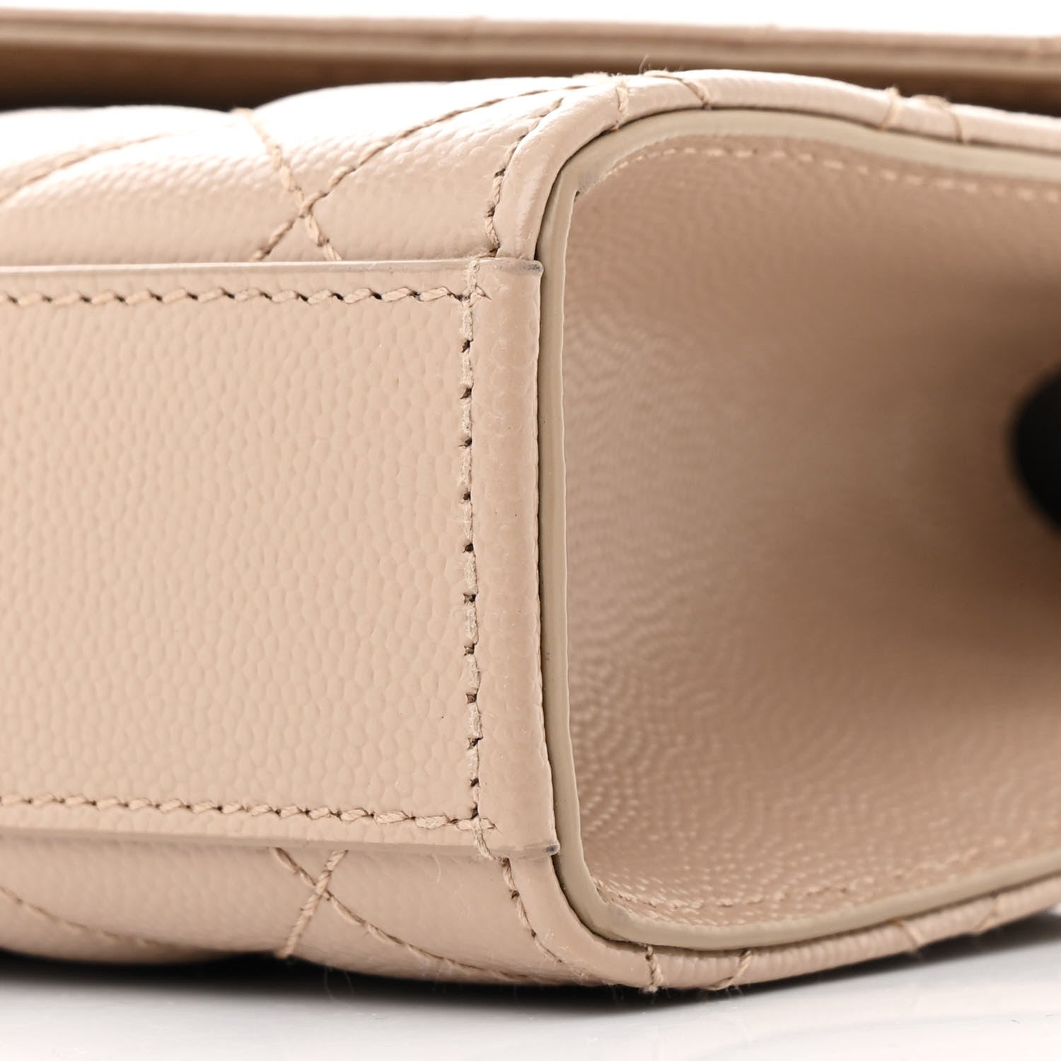 Saint Laurent Grain De Poudre Textured Mixed Matelasse Triquilt Small Monogram Satchel Dark Beige 10 of 11