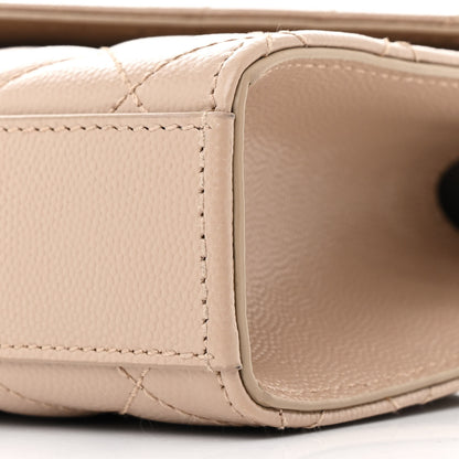 Saint Laurent Grain De Poudre Textured Mixed Matelasse Triquilt Small Monogram Satchel Dark Beige 10 of 11