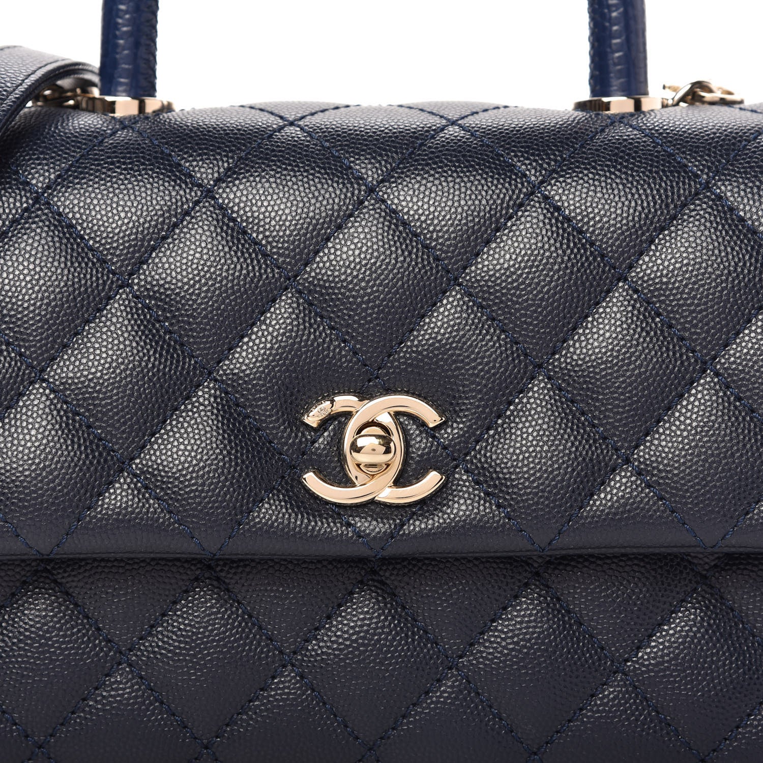 Chanel Caviar Quilted Mini Coco Handle Flap Navy Blue 10 of 10